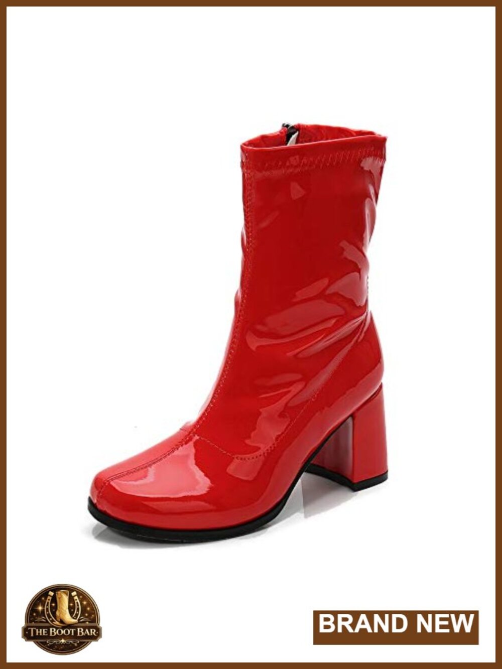 Women's Gogo Boots Mid Calf Block Heel Square Toe Zipper Booties